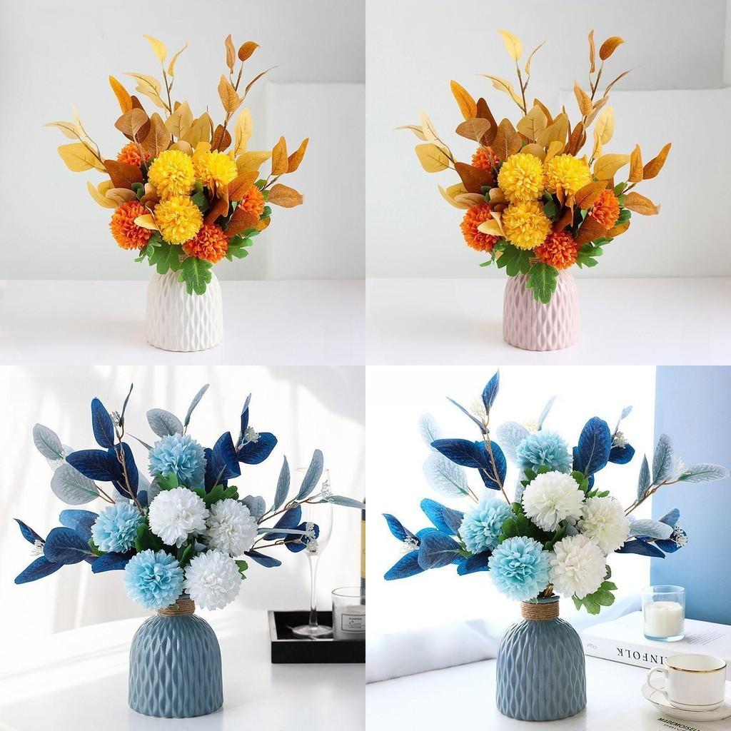 Artificial Faux Hydrangea Flowers With Vase For Garden Party Wedding Decoration