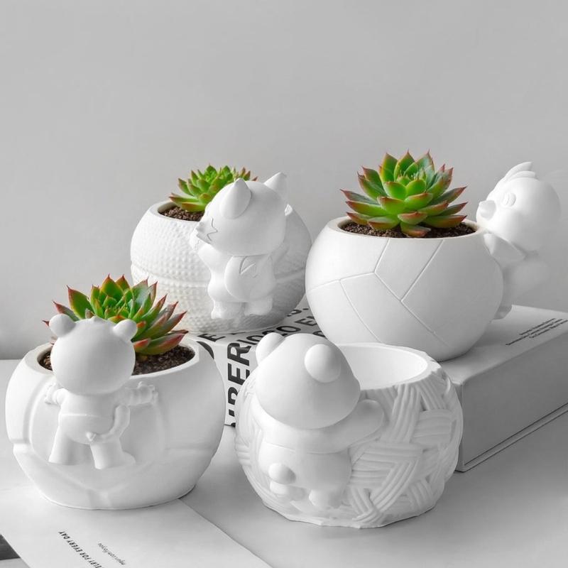 Silicone Mould for Animal Shaped Flower Pot Craft Cement Planter Making