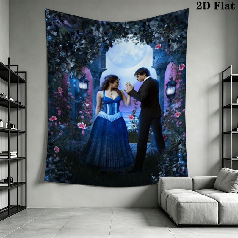 The Vampire Diaries Wall Tapestry Aesthetic Wall Hanging Printed Fabric Blanket Decorative Tapestries for Bedroom Living Room Home Decor