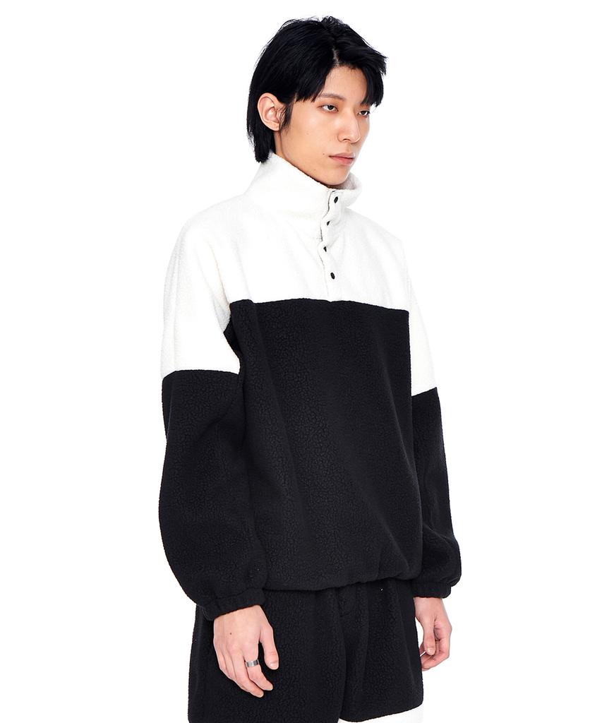 Eponym Color Block Fleece Pullover_White & Black