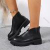 Fashion 2025 Autumn New Thick Sole Ankle Boots for Women Chunky High Heel Back Zipper Short Botines Casual Solid Round Toe Women Shoes