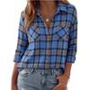 Women's Casual Plaid Long Sleeve Lapel Collar Cardigan Shirt