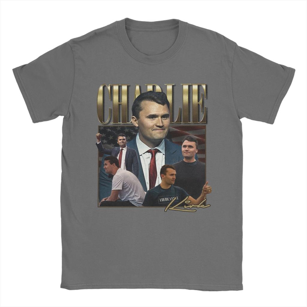Men's Charlie Kirk T Shirts 100% Cotton Tops Fashion Short Sleeve Crewneck Tee Shirt Gift Idea T-Shirt