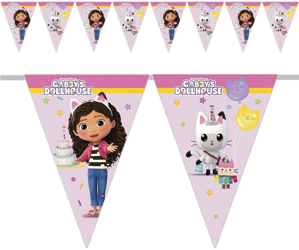 Gabi' Cat House Flag Garland Birthday 230cm