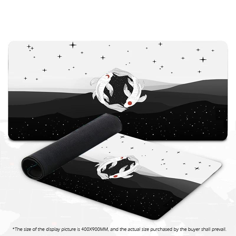 YinYang Mousepad Large Gaming Mouse Mat XXL Koi Fish Desk Mat 90x40cm Keyboard Mats Mouse Mat Beast Desk Pad For Gift Mouse Pad
