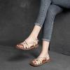 Johnature Simple Genuine Leather Flat Sandals Casual Solid Color Soft Sole Comfortable Versatile Women Shoes
