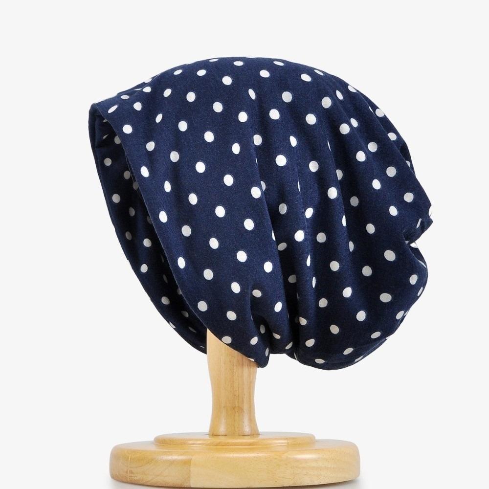 Retro Women'S Beanie Hat Korean Style Versatile Polka Dot Hat Hoodie Headband Neck Dual Purpose Slouchy Beanies Skullies Hat