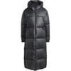 Solid Color Hooded Zipper Mid-Length Long Sleeve Down Jacket Women Outerwear Black IV9770