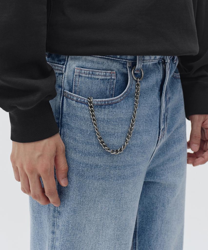 Musinsa Standard Crinkle Leather Chain Fold Card Wallet [Black]