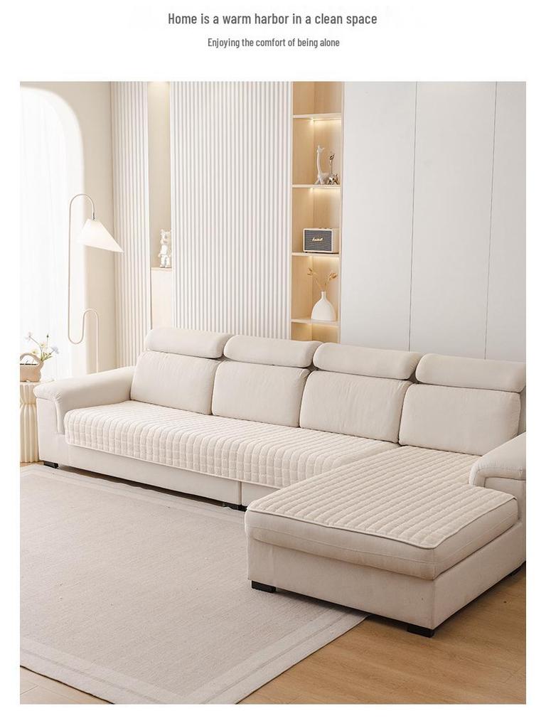 Luxurious Anti-slip Plush Sofa Cover with Armrest Towel