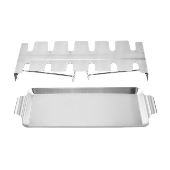 Izgara için Tavuk But Rafı 12 Yuvalı Paslanmaz Çelik But Rafı Damlama Tepsili Katlanabilir Tavuk Kanadı Rafı Eşit Pişirme İçin Kolay Temizlenebilir Izgara