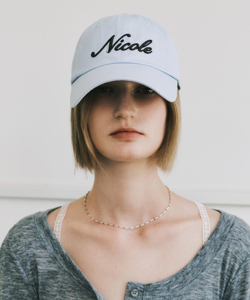 Nigaennikol Nicole Lettering Ball Cap_Sky Blue Brown