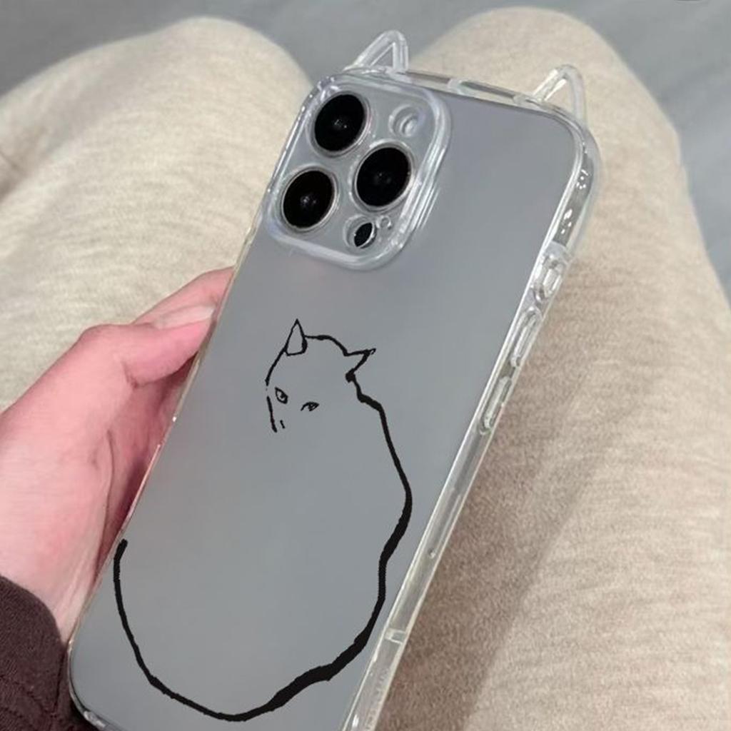 Katzenohren Anti-Sturz Handyhülle TPU Silikon Rundumschutz Weiche Hülle für Apple Handy Schutzhülle Dreiteiliges Set Kreativ und Niedlich