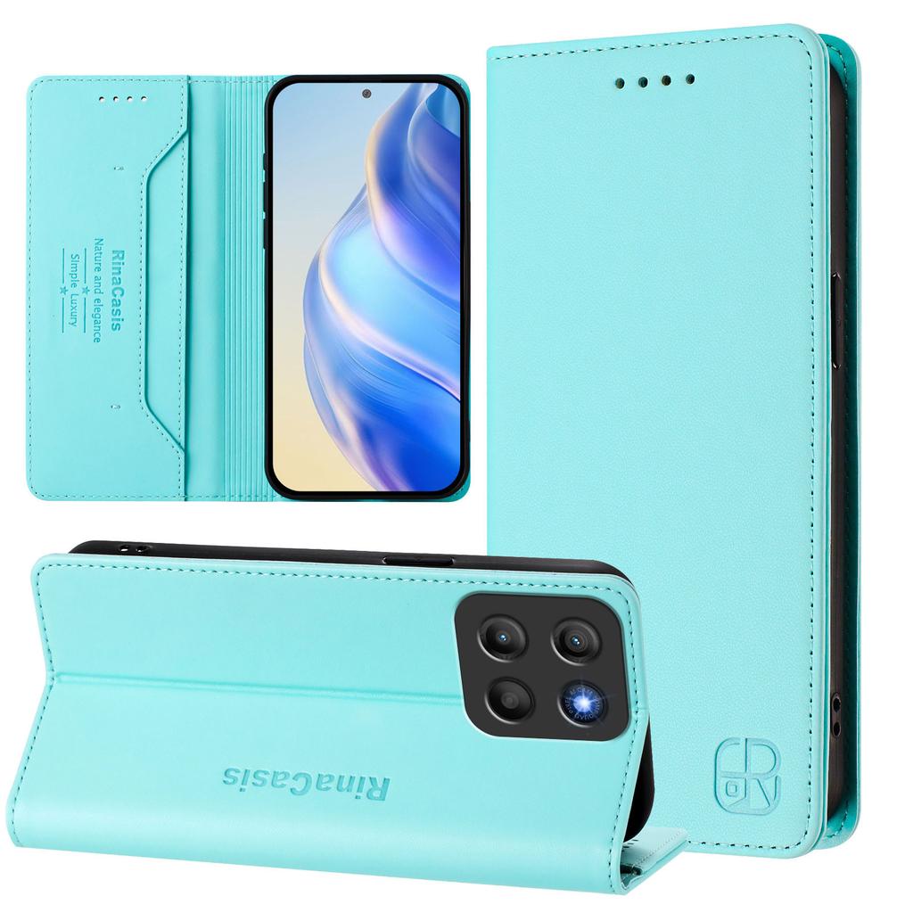 For Motorola Moto G15 4G Leather Case RINACASIS RC01 Phone Cover with RFID Blocking Wallet Stand
