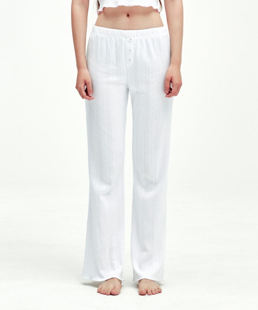 YOUHEE Eyelet Bootscut Pants White