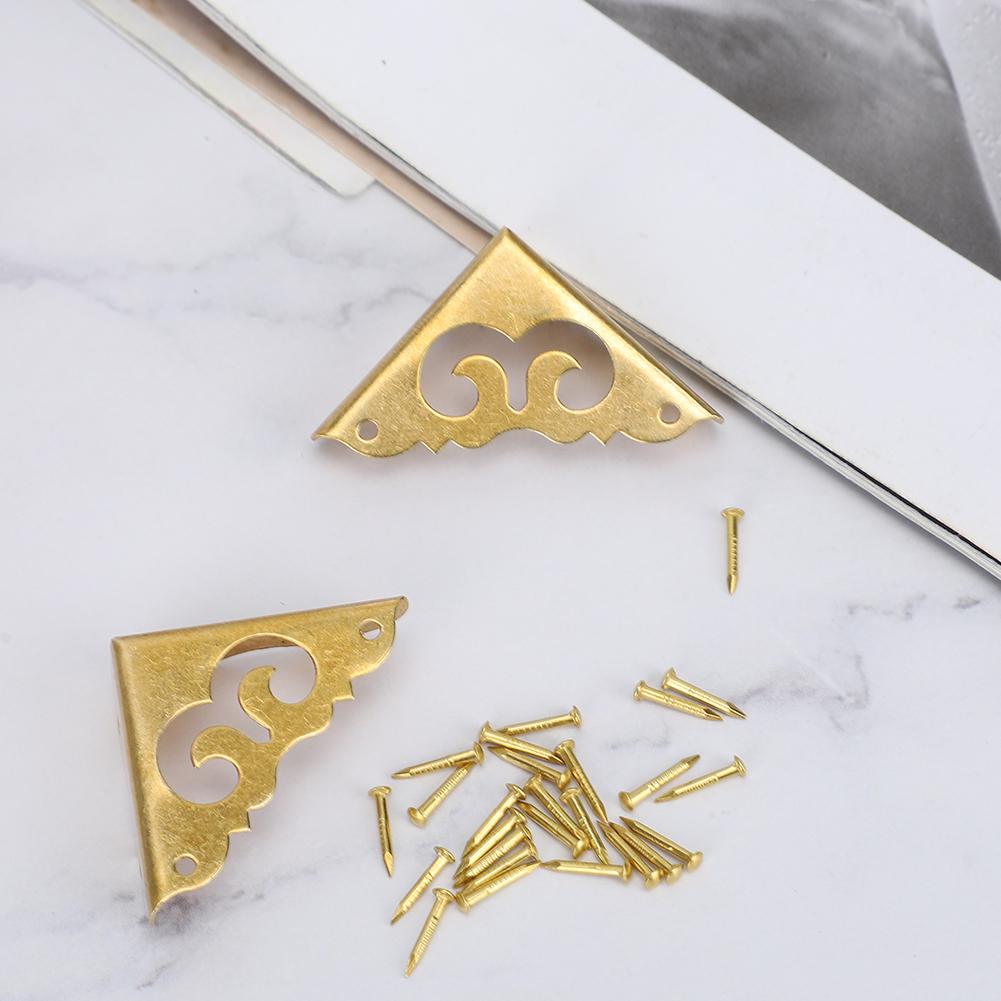 6Pcs Retro Decorative Corner Cover Brass Jewelry Gift Box Guard Furniture Hardware Accessories