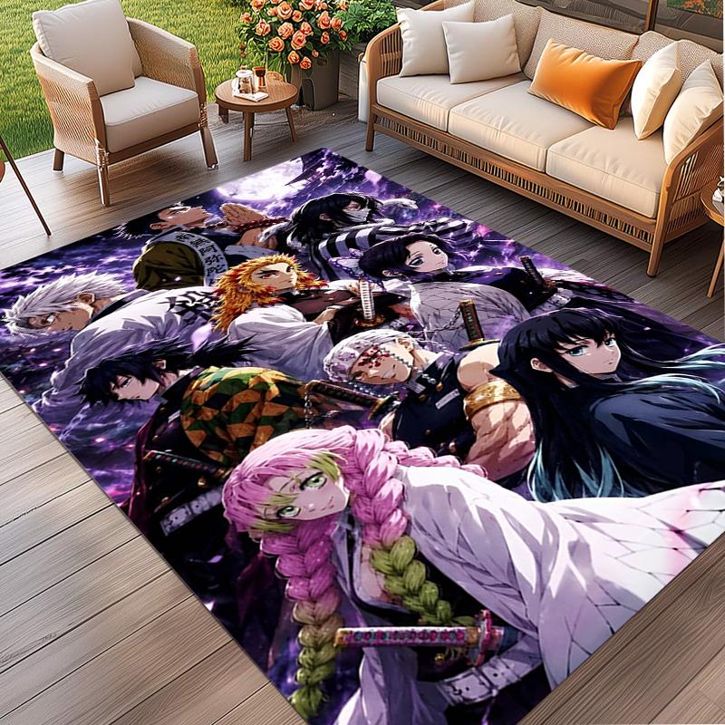 Demon Slayer Print Rug, Washable Floor Carpet, For Entryway Dorm Laundry Room Office Study, Home Decor Birthday Christmas Gift