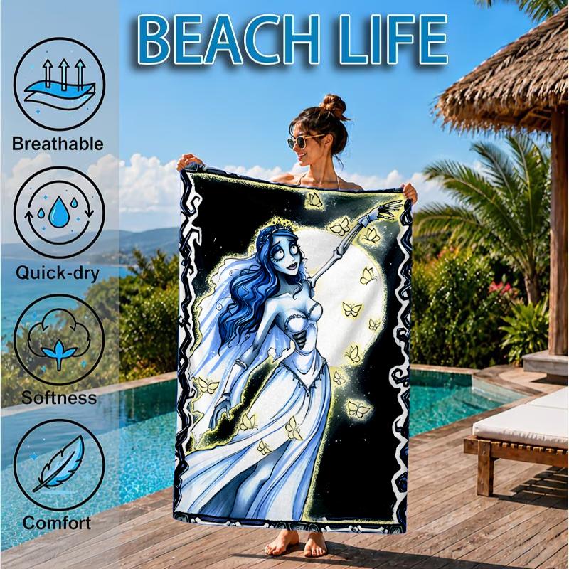 Gothic Corpse Beauty In Bloom Beach Towel, Microfiber Beach Towel, Perfect For Pool, Beach, Travel, Home Decor Beach Party Fan Gifts