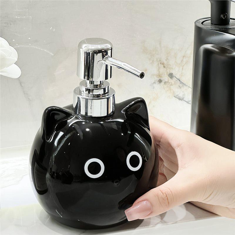 A84X- Cat Shape Hand Soap Dispenser Lotion/Shower Gel Dispenser Cute Animal Design 2Pcs Pressable Lotion Dispenser