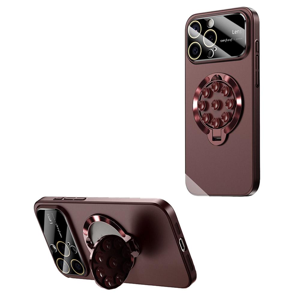 

For iPhone 15 Pro Case Compatible with MagSafe Suction Cup Kickstand PC Phone Cover Wine Red