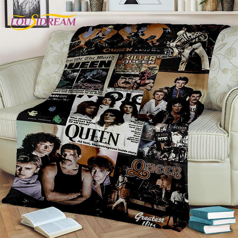 Queen-Rock-Band 3D Freddie Mercury Blanket,Soft Throw Blanket for Home Bedroom Bed Sofa Picnic Travel Office Cover Blanket Kids