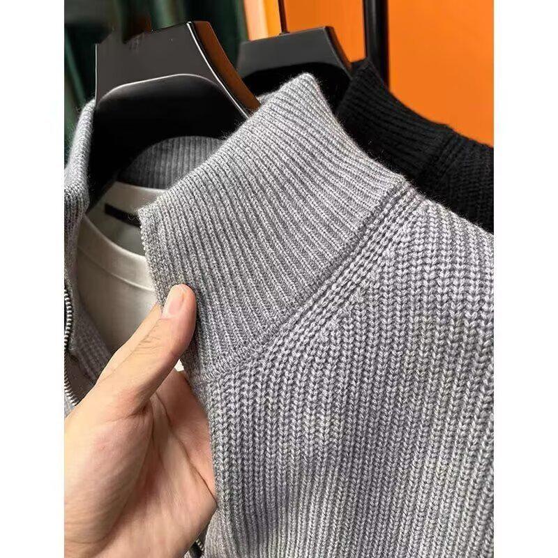 Herren einfarbige Strickjacke mit Reißverschluss - Vielseitige schmale Passform Herbst/Winter Stehkragen Jacke