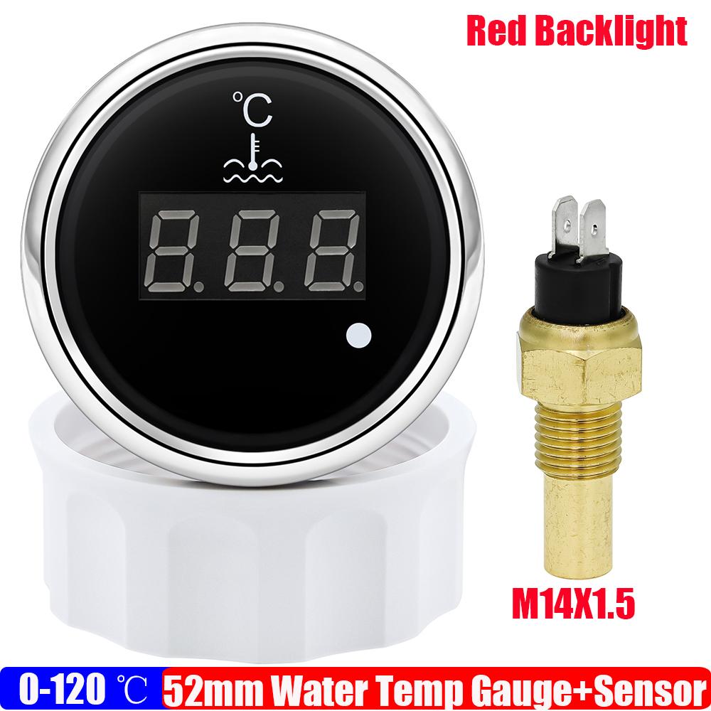 Red Light 0~120℃ Water Temp Meter+Sensor Digital Water Temperature Gauge with Alarm for Car Marine Yacht Boat 12V 24V ized