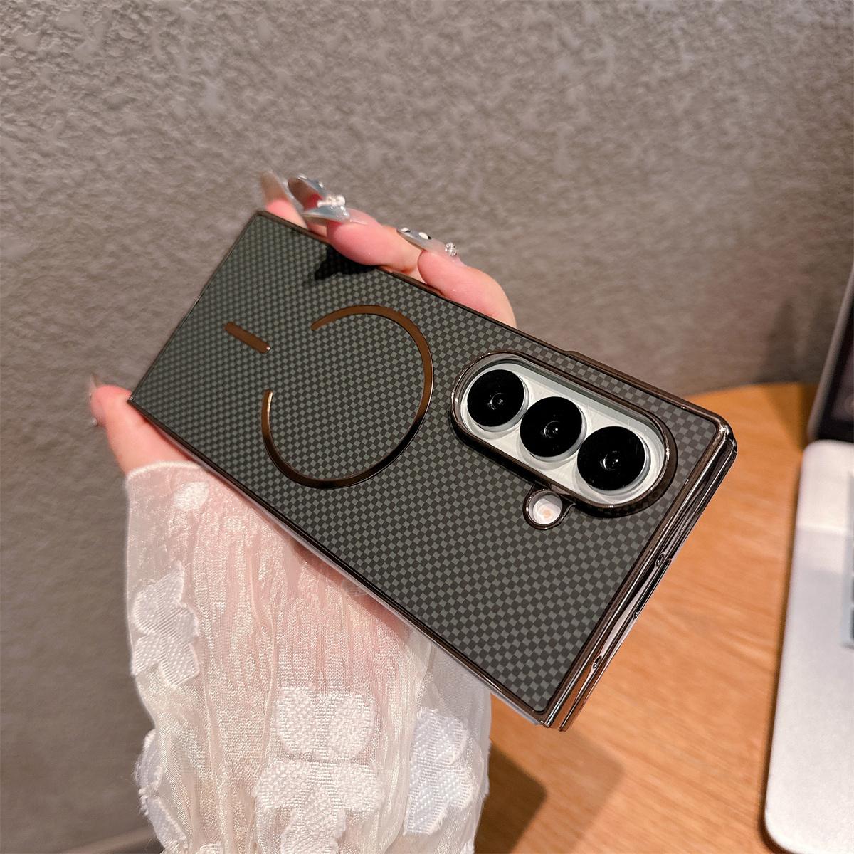 

Electroplated Magsafe Magnetic Wireless Charging Frameless Kevlar Phone Case for Samsung Galaxy Z Fold 7 6 5 4 Shell Film I Galaxy Z Fold5