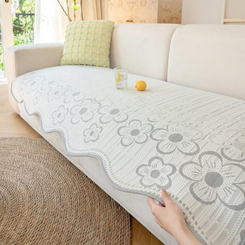Summer Cool Silk Sofa Cushion Non Slip Sofa Cover High End Straight Pad Mat For Summer Sofa Decor