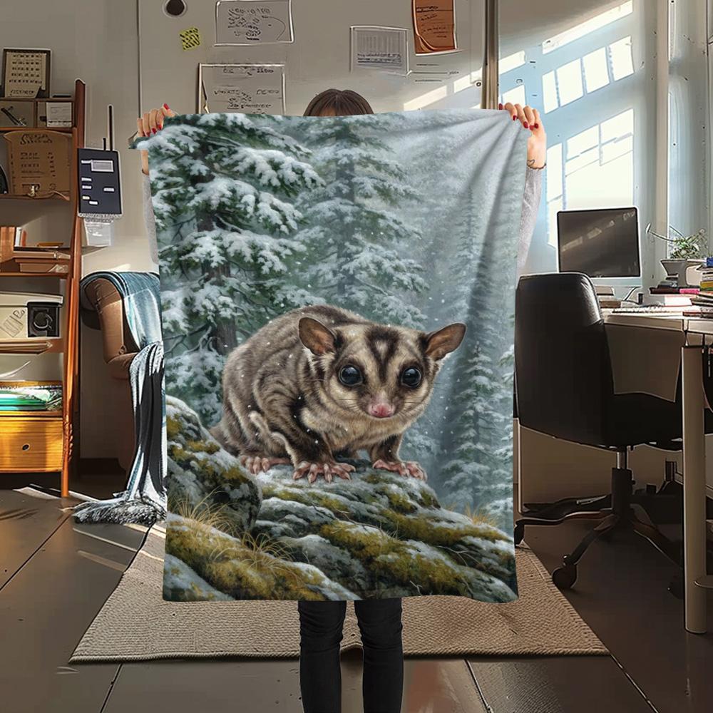 1PC Snow animals Print FlAannel Blanket, High quality Comfortable for All Seasons, Home Decor, Warmth and Comfort