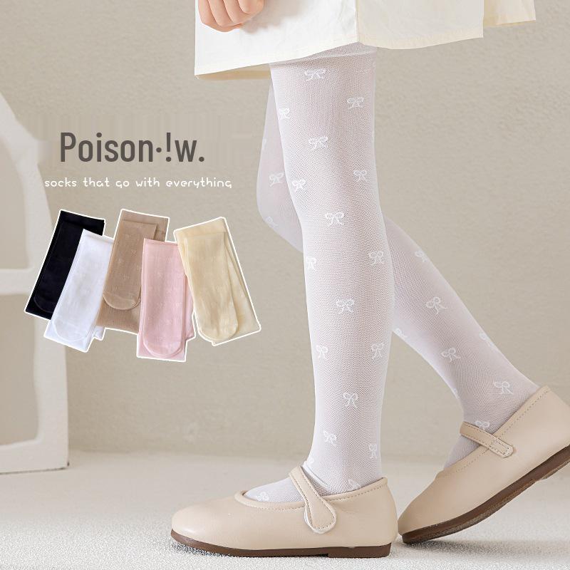 Sommer-Tanzstrumpfhosen für Mädchen: Socken mit Schleife & Ananas-Prints - Weiße Basis-Strumpfhose