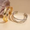 18K Real Gold Electroplated Metallic Double-layer Geometric Opening Bracelet Fashion Bracelet