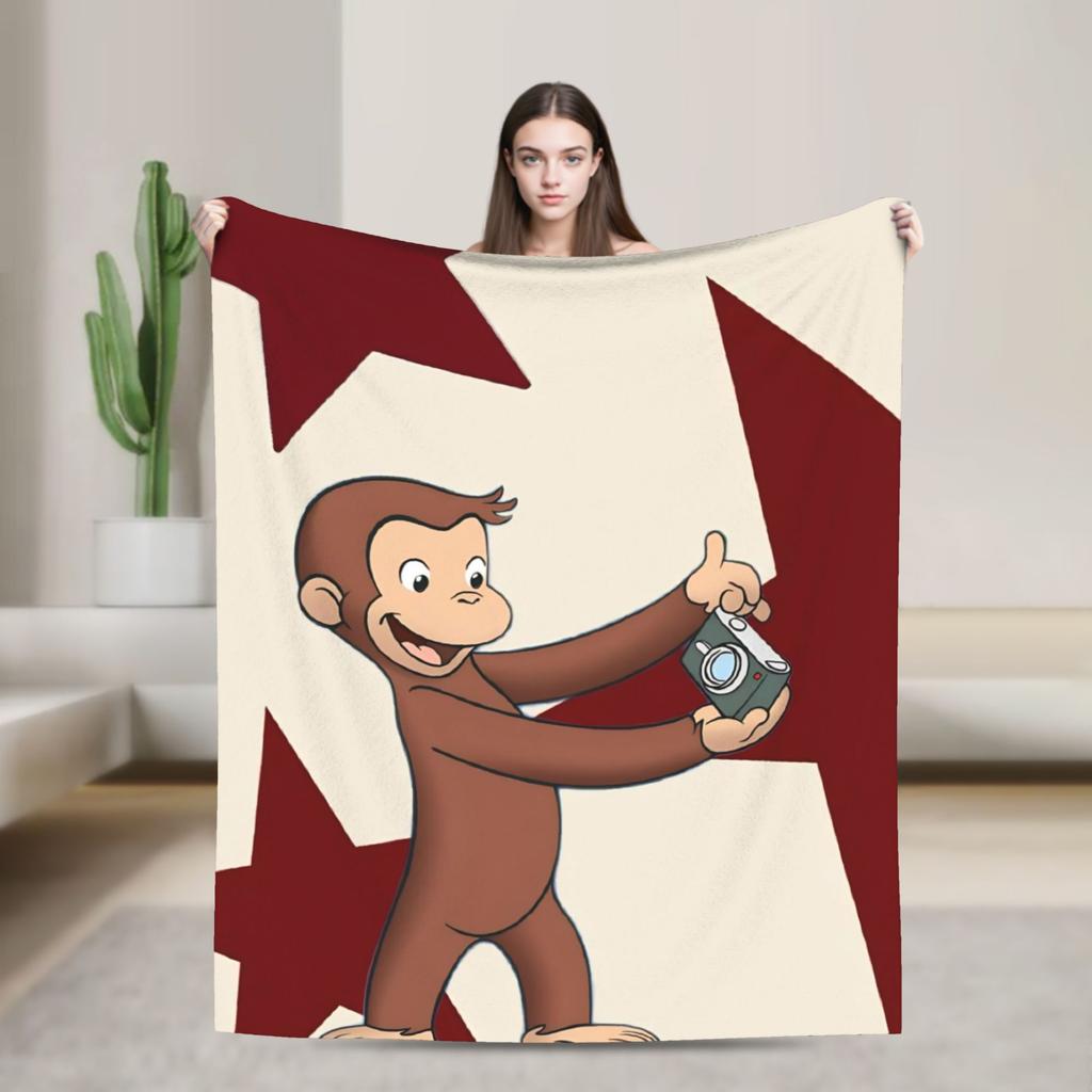 Curious George African Monkey  Blanket Multi-Size Super Soft And Warm  Throw Blankets For Couch Sofa And Bed