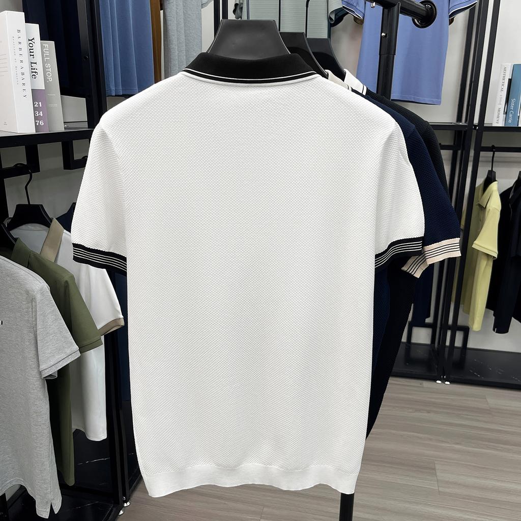 Triple Silky Breathable Simple V-neck Men's Daily Commuting Polo Shirt