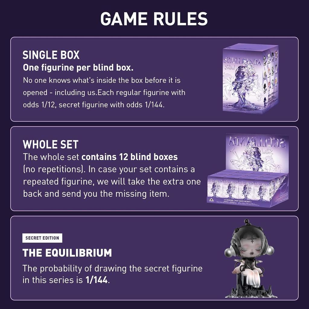 SKULLPANDA The Sound Series Figures, SKULLPANDA Blind Box Figures, Random Design Action Figures Collectible Toys, Holiday Birthday Gifts, Single Box
