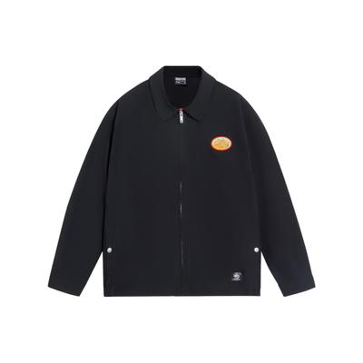Li Ning Badfive Series Solid Color Logo Embroidered Zipper Polo Jacket Men Jacket Black AFDS571-2