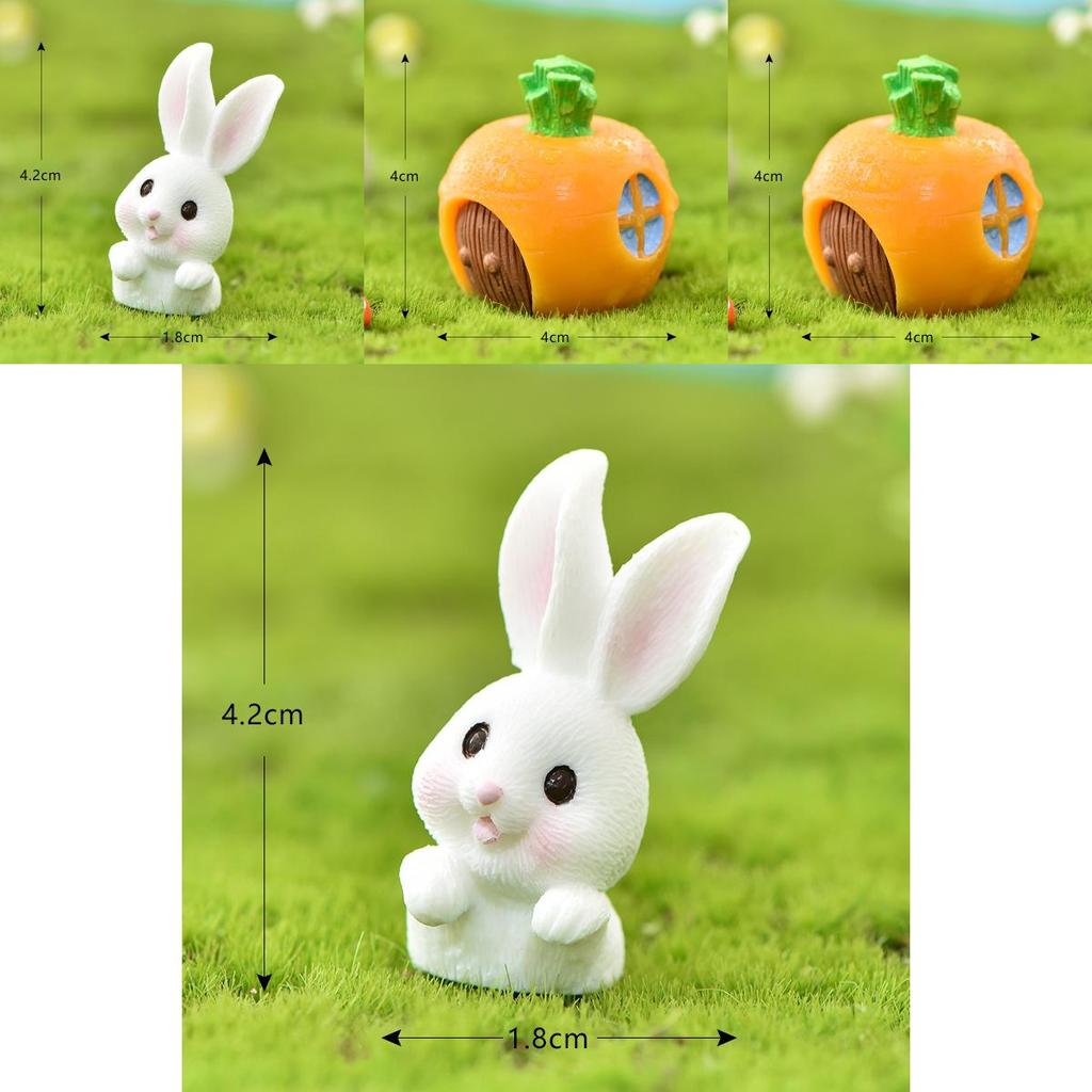 Charming Rabbit Eat Carrot Diy Resin Figurine For Exquisite Micro Landscape Decoration