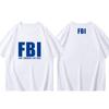 25 Plus Size Cotton Fbi Letter Printed T-shirt Military Style Cotton Jacket Short Sleeved Half Sleeved Casual Round Neck T-shirt