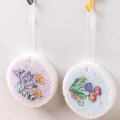 Polpa de Madeira Comprimida Algodão Pano Limpeza de Cozinha Lavar Louça Esponja Mop Flores Redondas Estampa Esponja Espessura 1,85 cm Após a Imersão