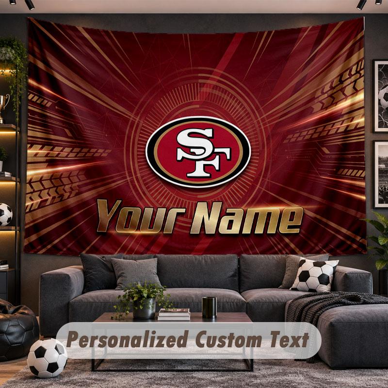 Wall Hanging Tapestry Custom NameSan Francisco 49ers Pattern Personalized Printed Fabric Wall Decor