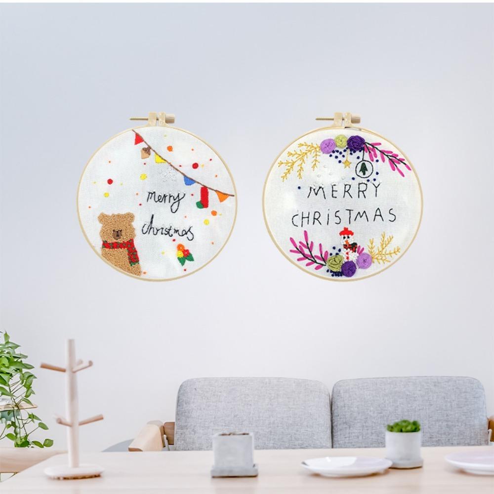 

Набор для вышивания рождественских узоров из хлопка и льна, ткань для вышивки дома