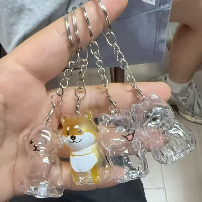 Clear Cat Hair Collection Capsule Keychain Kawaii Memorial Pet Cat Dog Hair Container Bag Charms Pendant For Pet Lovers