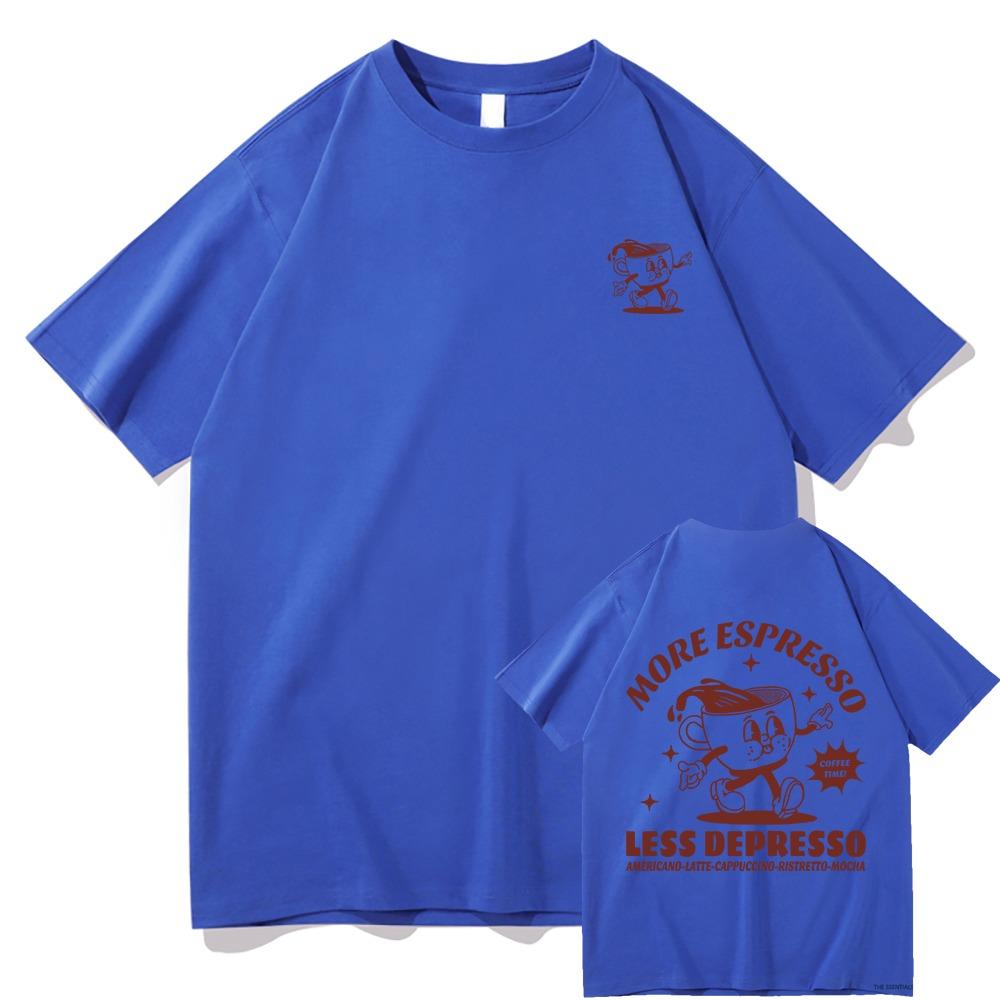 Men's and Women's Coffee Color Printed T-shirt Harajuku Retro Pattern T-shirt High Quality Neutral Retro Cotton T-shirt