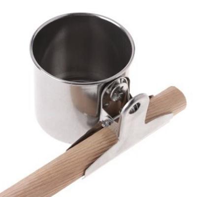 Stainless Steel Bird Food Water Bowl Feeder Cups with Clip and Parrot Cage Stand(Single)