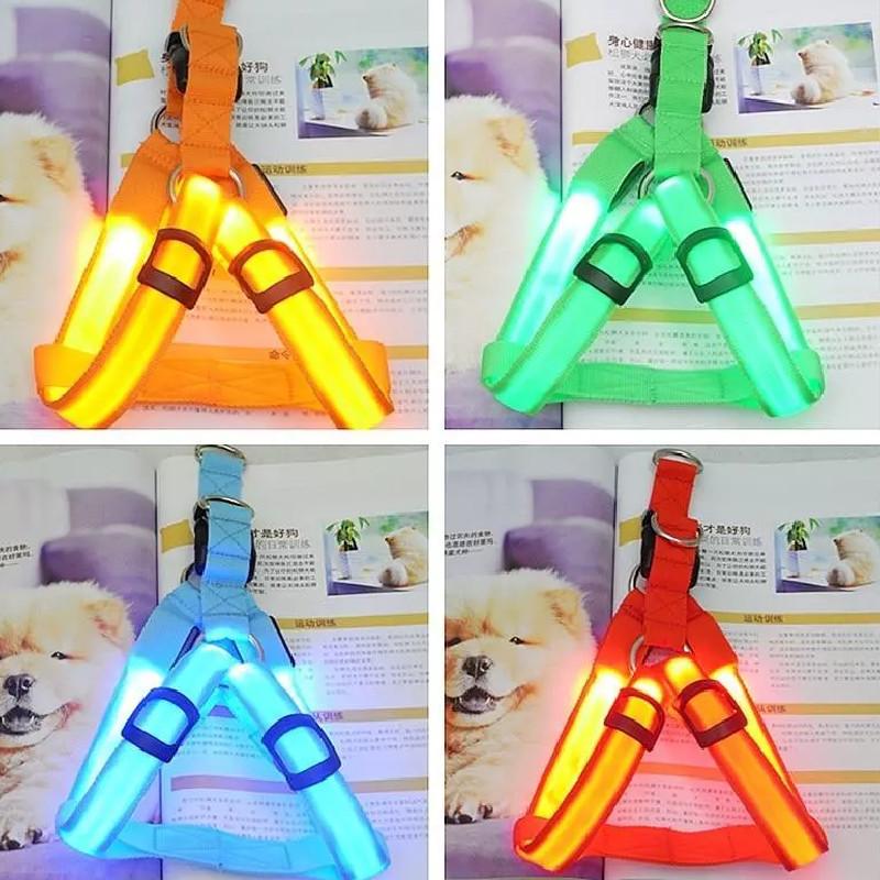 Led Dog Harness Safety Nylon Strap Adjustable Flashing Light Rechargeable Up