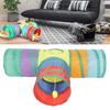 3 Way Cat Tunnel Collapsible Cat Tube Toy with Hanging Plush for Rabbits Kittens and Dogs