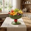 Plastic High-footed Fruit Plate Cream Style Double Layer Fruit Bowl  for Living Room