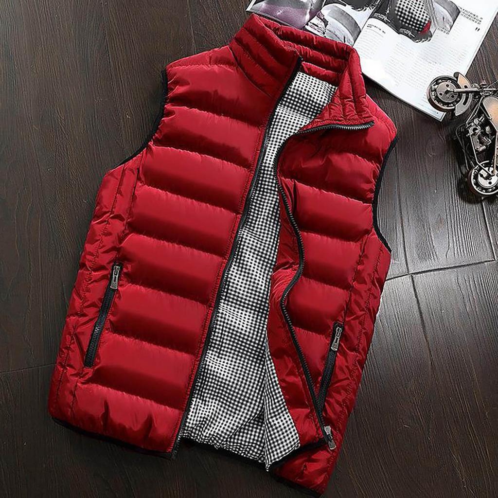 Menn Vinterfrakk Vattert Bomullsvest Varm Hette Tykk Vest Topper Jakke