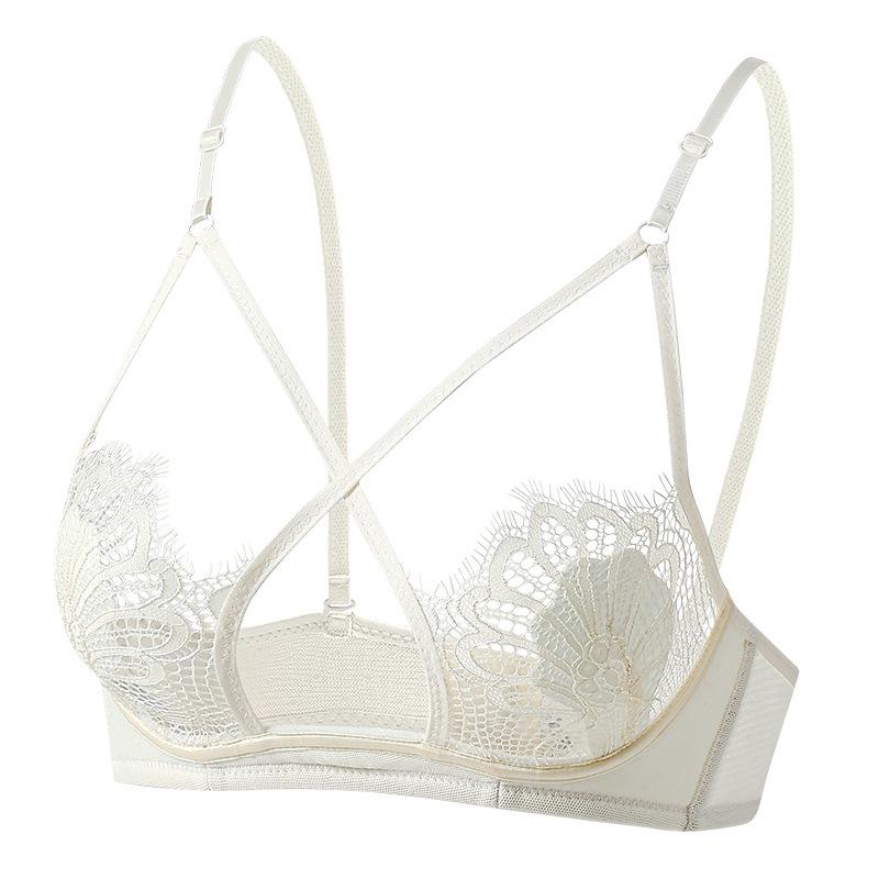 

[Ultra-thin French bra] Underwear simple anti-sagging small breasts gather underwear adjustment type sexy 40bc through cup шампанського