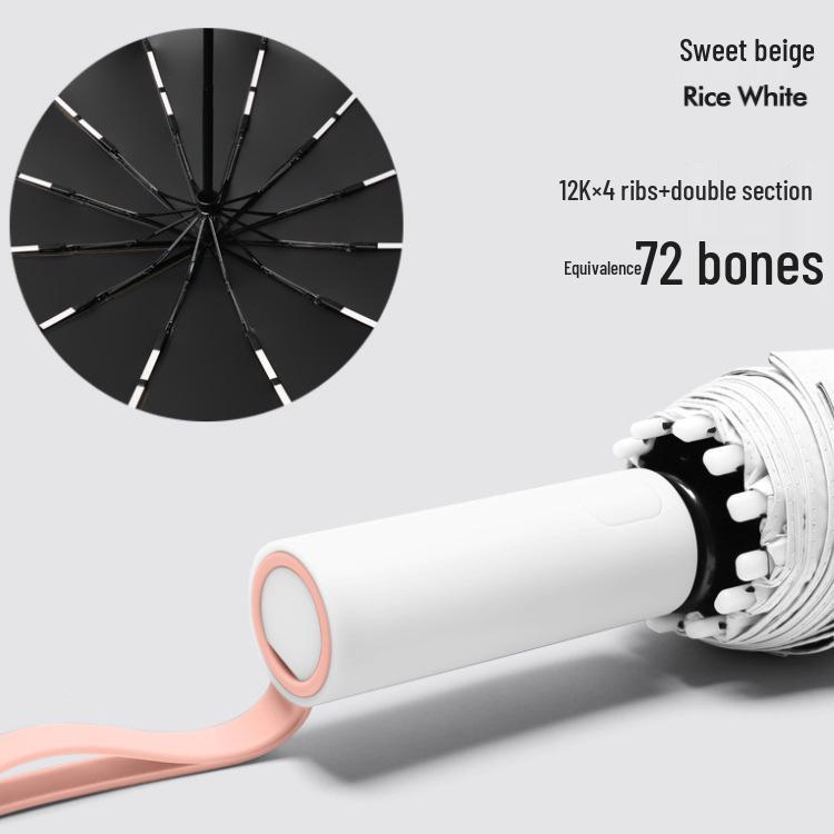 72-Bone Automatic Large Sunshade Umbrella: Durable Parasol for Women and Men, Ideal for Sunny and Rainy Days.